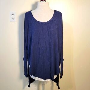 Free People (Women's Large) Ventura Thermal Blue Long Sleeve Top